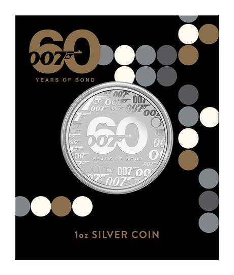 Tuvalu 2022 $1 James Bond 60 Years of Bond 1oz Silver Brilliant Uncirculated Coin in Card Perth Mint