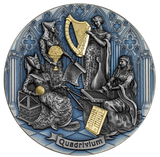 République du Cameroun / Cameroon 2022 2000 Francs Quadrivium Artes Liberales 2oz Silver High Relief Antiqued Coin