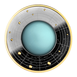 Cameroon 2021 500 Francs Silver Ruthenium Proof Coin - Solar System Series - Uranus with Magnifying Lens Coloured