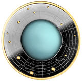 Cameroon 2021 500 Francs Silver Ruthenium Proof Coin - Solar System Series - Uranus with Magnifying Lens Coloured