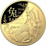 Australia 2023 $100 Domed Gold Proof Coin - Lunar calendar - Year of the Rabbit