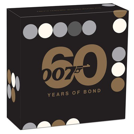 Tuvalu 2022 $2 60 Years of Bond 2oz Silver Proof Gilded Coin