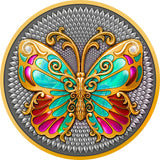 Niue 2022 $5 Butterfly 2 Oz .999 Antique Silver Coin