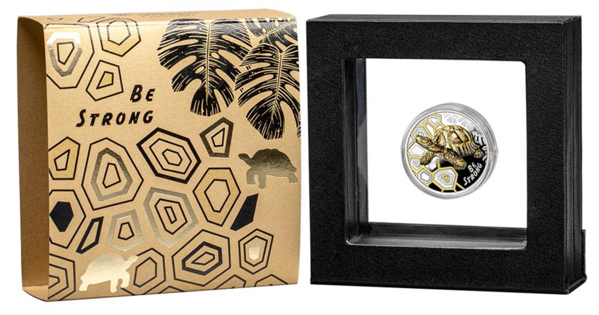 Cameroon 2022 1000 Francs Be Strong Turtle 1 Oz Silver Gold-plated