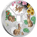 Tuvalu 2023 $1 Year of the Rabbit $1 Quadrant 1oz Silver Proof 4-Coin Set Perth Mint