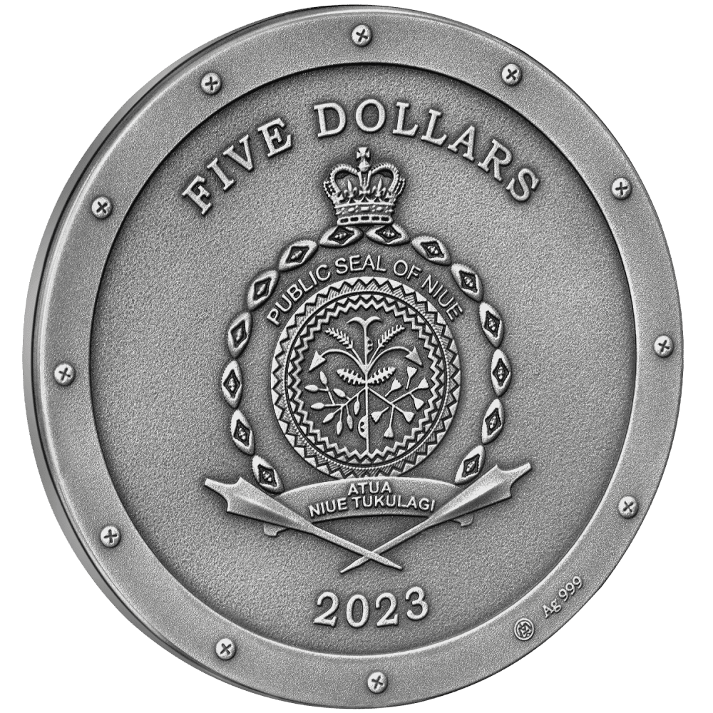 Niue 2023 $5 Metal Bee Steampunk 2oz Silver Antiqued Coin
