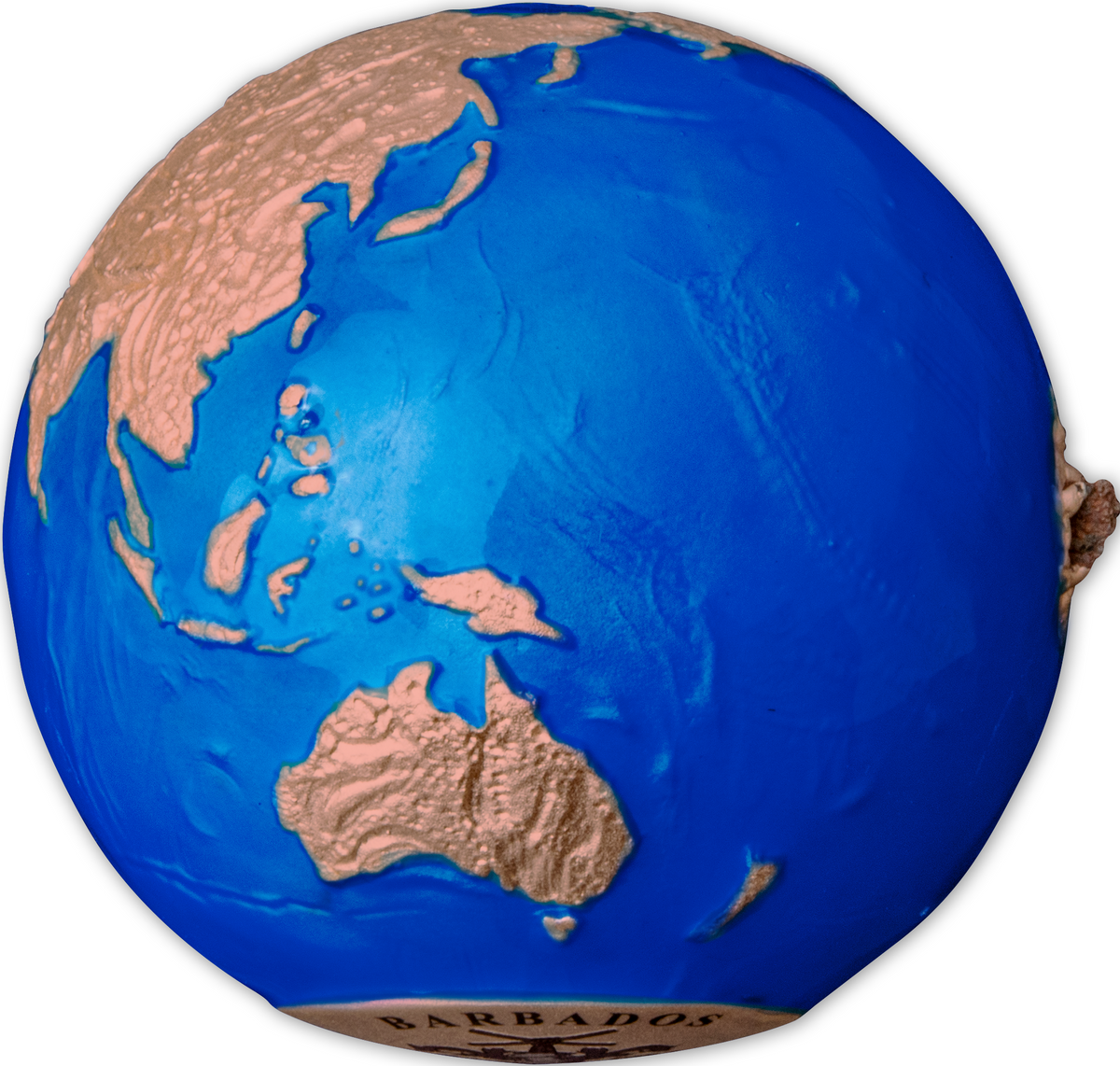 Barbados 2022 $5 Endangered Blue Marble Earth with Meteorite from Space Rose Gold-Plated 3oz Antiqued Silver Sphere Coin
