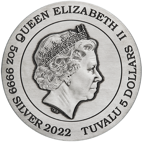 Tuvalu 2022 $5 2022 5oz Signs of the Zodiac Silver Antiqued Coloured Coin Perth Mint