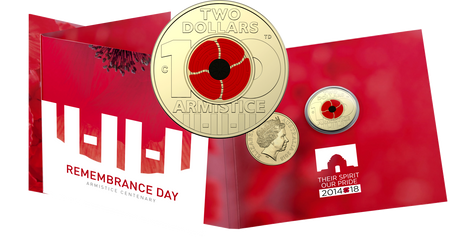Australia 2018 $2 Coloured Uncirculated Red Poppy 'C' Mintmark Armistice Centenary Remembrance Day Unfolded