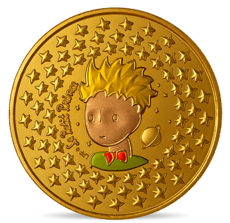 France 2021 The Little Prince Mini-Medal Yellow Metal 34mm Quadrum Capsule