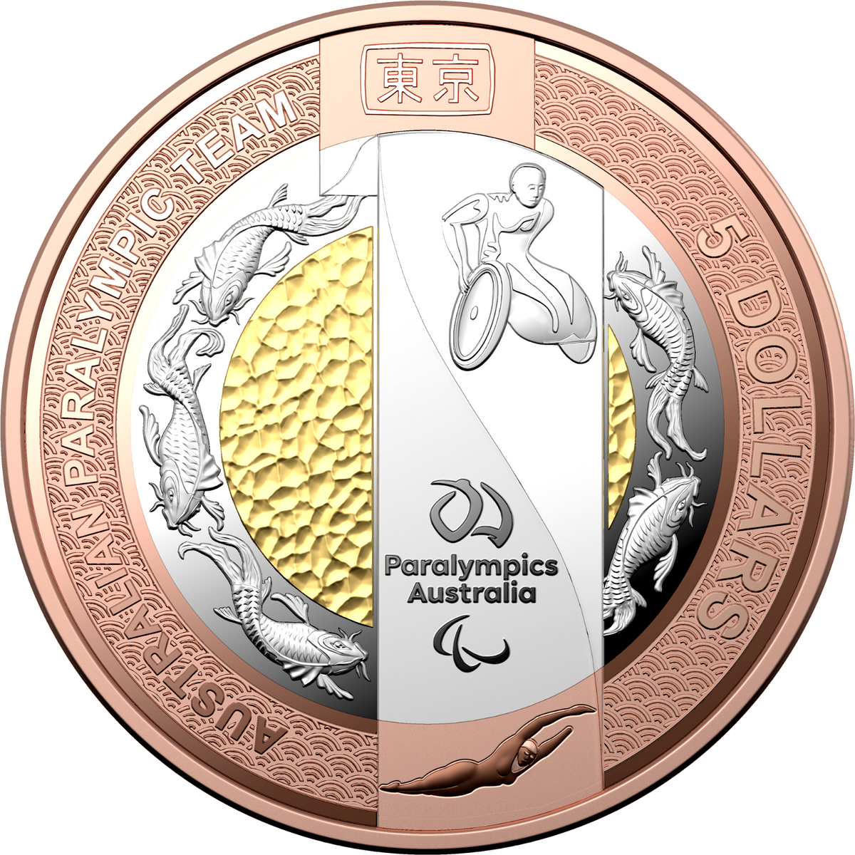 Australia 2020 $5 Australian Paralympic Team Bi-Metallic Selectively Gold Plated Proof Coin 500 Made