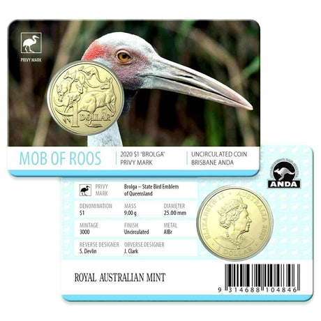 Australia  2020 $1 Uncirculated ANDA Brolga Privy Mark