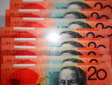 Australia 2013 $20  Stevens/Parkinson AA13 & DA13 Matching Serials Uncirculated Banknotes