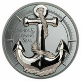 Cook Islands 2019 $10 Black Proof Anchor Fair Winds & Following Seas High Relief 2 Oz Silver