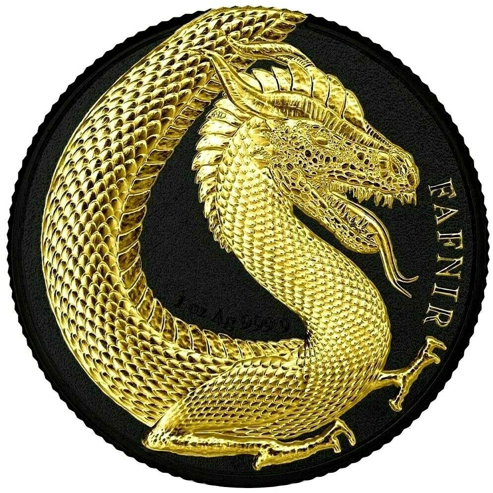 Germania 2020 5 Mark Fafnir Dragon Black Gold Space Edition 1 Oz Silver Gilded