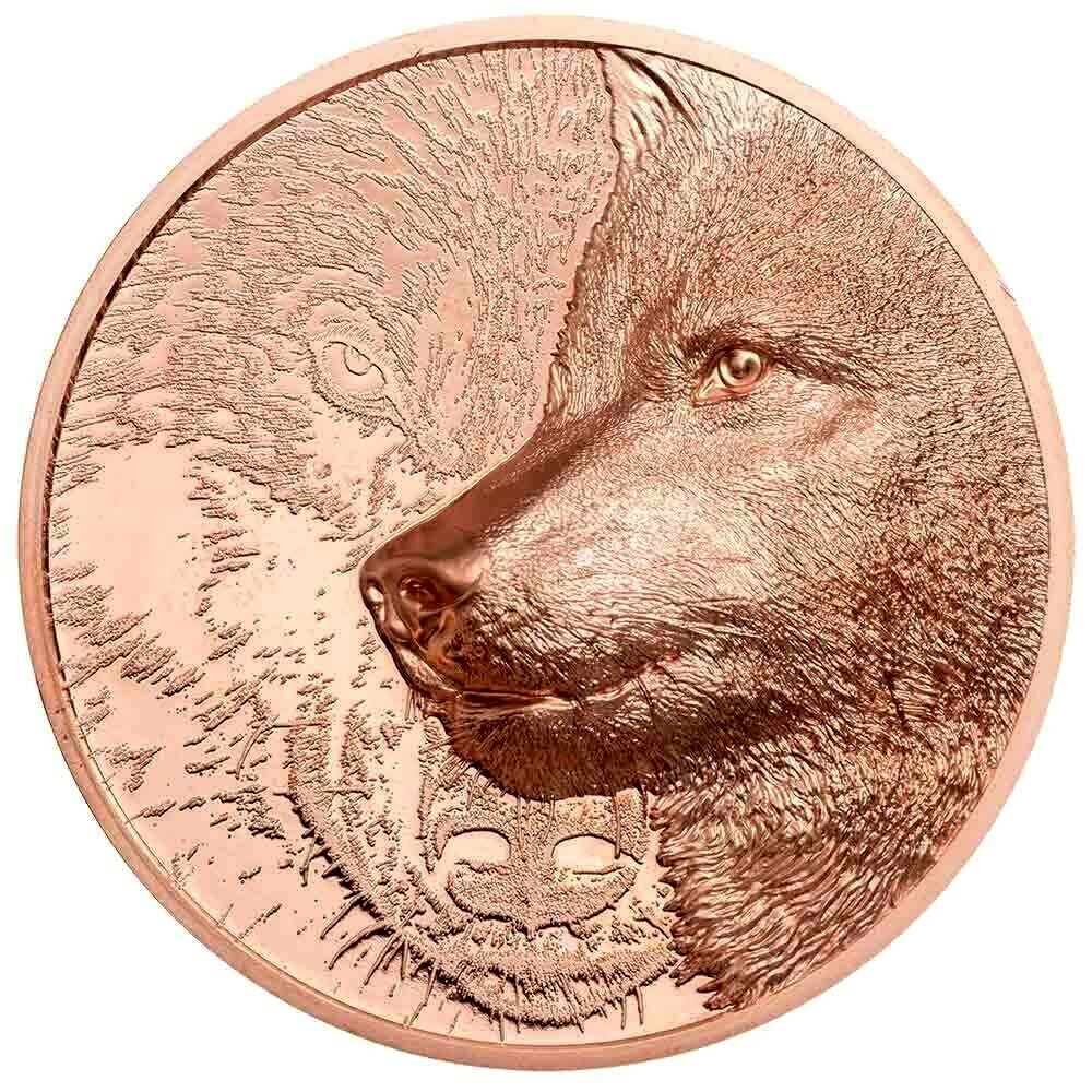 Mongolia 2021 250 Togrog  Mystic Wolf  Copper Prooflike CIT Smartminting®