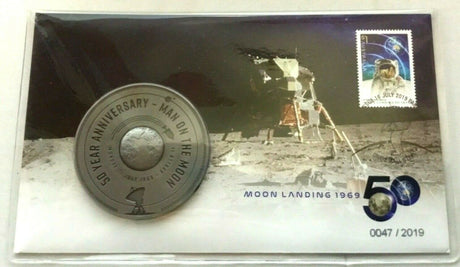 Australia 2019 Moon Landing 1969 50th Anniversary Man on the Moon Stamp & Medalian Cover PNC 47 /2019