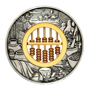 Tuvalu 2019 $2 Golden Abacus Insert 2oz .9999 Silver Antiqued Perth Mint