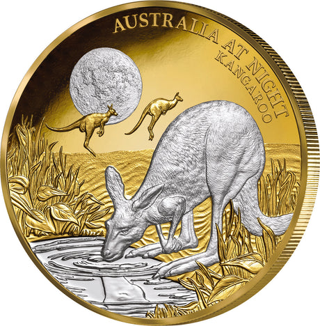 Niue 2020 $100 Proof Australia At Night Kangaroo 1 Oz Gold Platinum Plate