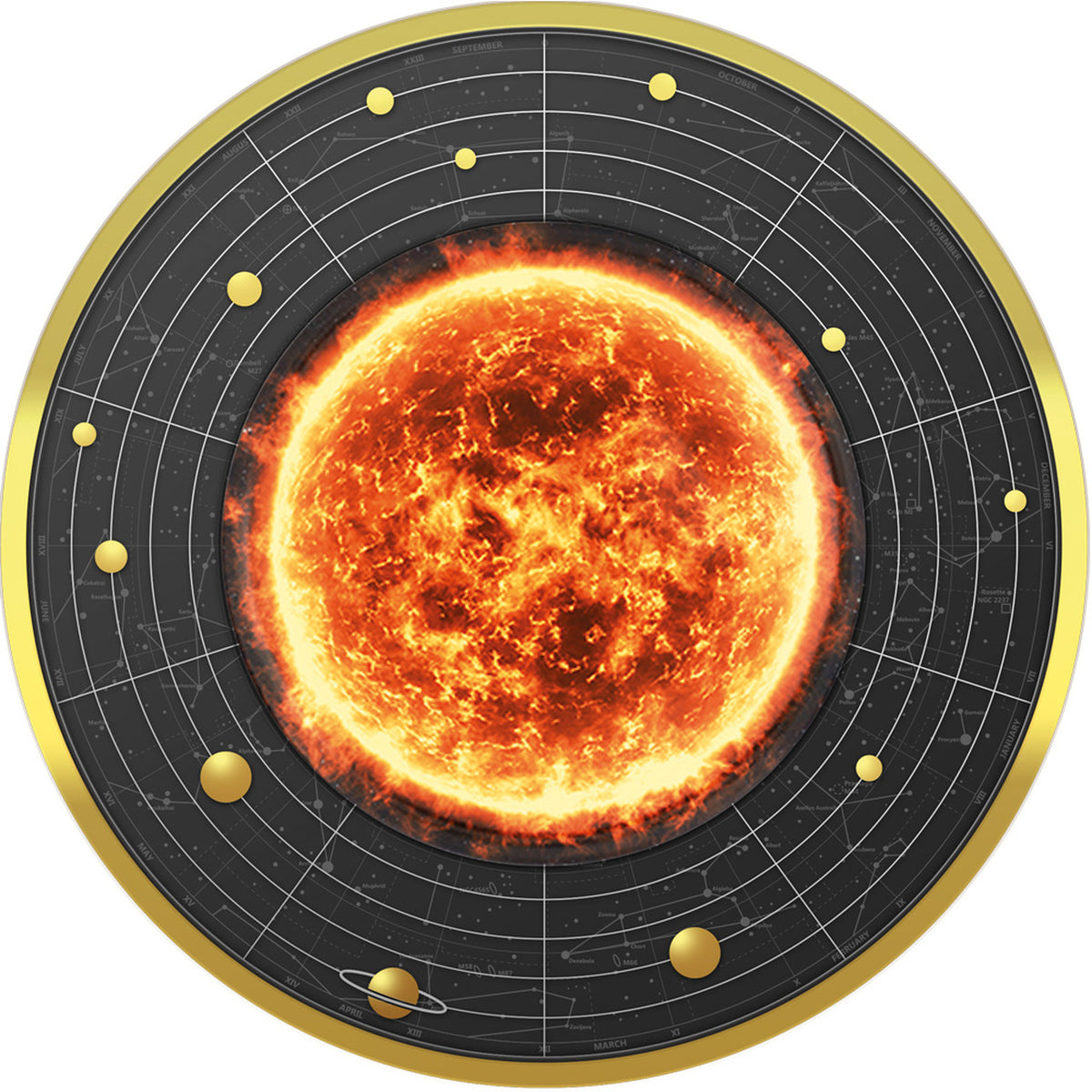 Cameroon 2021 500 Francs Silver Ruthenium Proof Coin - Solar System Series - The Sun - with Magnifying Lens Coloured