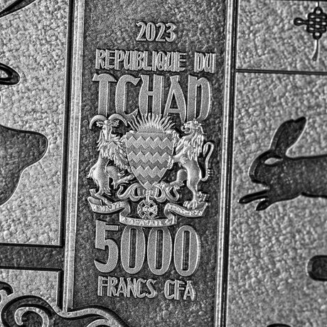 2023 Chad  5000 Francs  Chang Er & the Jade Rabbit 1 Oz Silver and 4.5 Oz Copper Coin