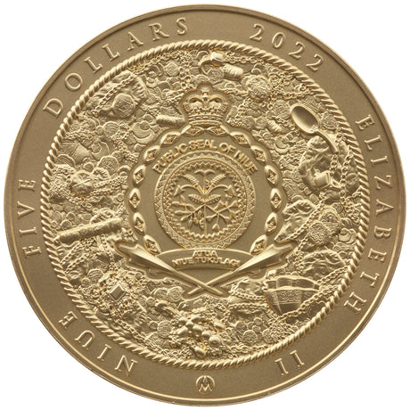 Niue 2022 $5 Nuestra Senora de Atocha 2 oz Gilded Silver with Sunken Treasure Inlay- 50 made