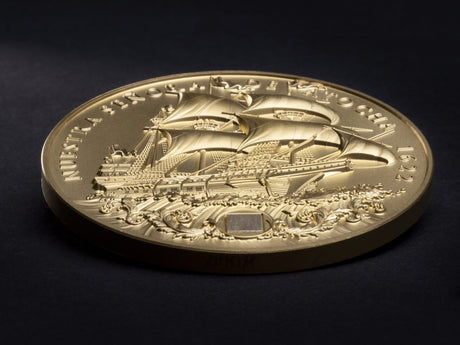 Niue 2022 $5 Nuestra Senora de Atocha 2 oz Gilded Silver with Sunken Treasure Inlay- 50 made