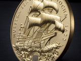 Niue 2022 $5 Nuestra Senora de Atocha 2 oz Gilded Silver with Sunken Treasure Inlay- 50 made
