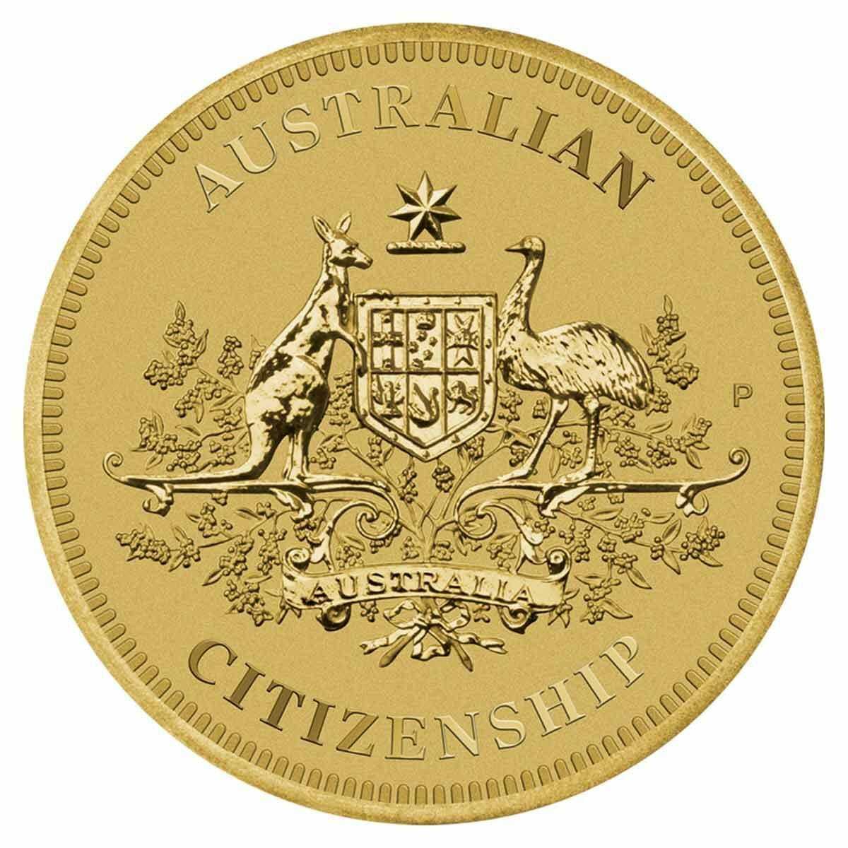 Australia 2011 $1 Australian Citizenship Coin Pack Uncirculated Coat of Arms and "AUSTRALIAN" in legend at top and "CITIZENSHIP" in legend at bottom.