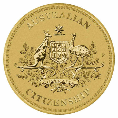Australia 2011 $1 Australian Citizenship Coin Pack Uncirculated Coat of Arms and "AUSTRALIAN" in legend at top and "CITIZENSHIP" in legend at bottom.