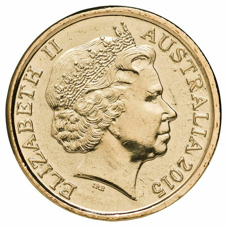 Obverse of Australia’s 2015 $2 coin, featuring Queen Elizabeth II and the inscriptions Elizabeth II, Australia and 2015.