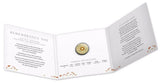 Folder interior: Mounted orange-coloured coin, specifications and In Flanders Fields poem.