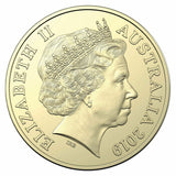 Obverse: Queen Elizabeth II portrait with Australia 2019 inscriptions.