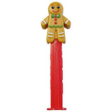 Dispenser: Gingerbread Man PEZ dispenser with green bow tie, red buttons and red stem.