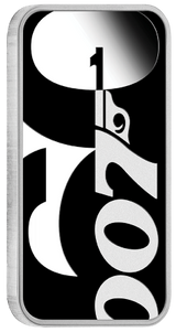 Tuvalu 2022 $1 60 Years of Bond 1oz Silver Proof Rectangular Coin