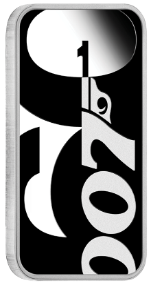Tuvalu 2022 $1 60 Years of Bond 1oz Silver Proof Rectangular Coin