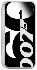 Tuvalu 2022 $1 60 Years of Bond 1oz Silver Proof Rectangular Coin