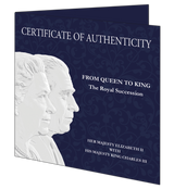 Barbados 2022 $5 Elizabeth II & Charles III Portraits 1oz Silver Prooflike Coin