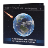 Barbados 2022 $5 Endangered Blue Marble Earth with Meteorite from Space Rose Gold-Plated 3oz Antiqued Silver Sphere Coin