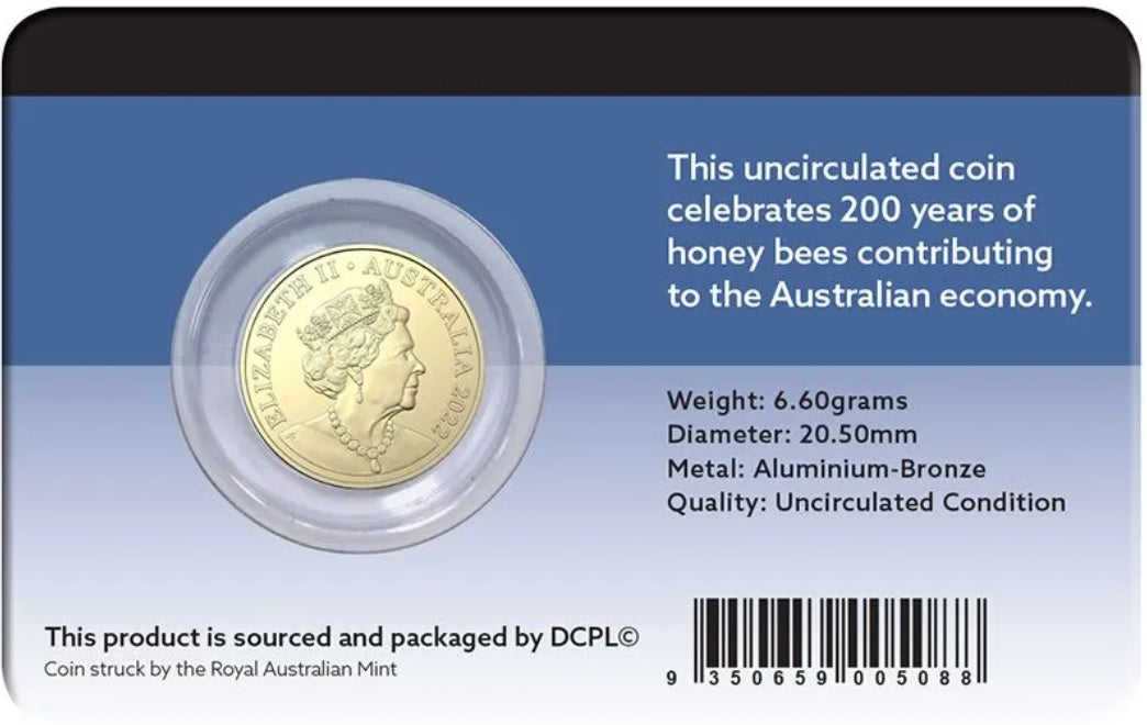 Australia 2022 $2 Honey Bee Coloured Uncirculated Al-Br Coin Pack