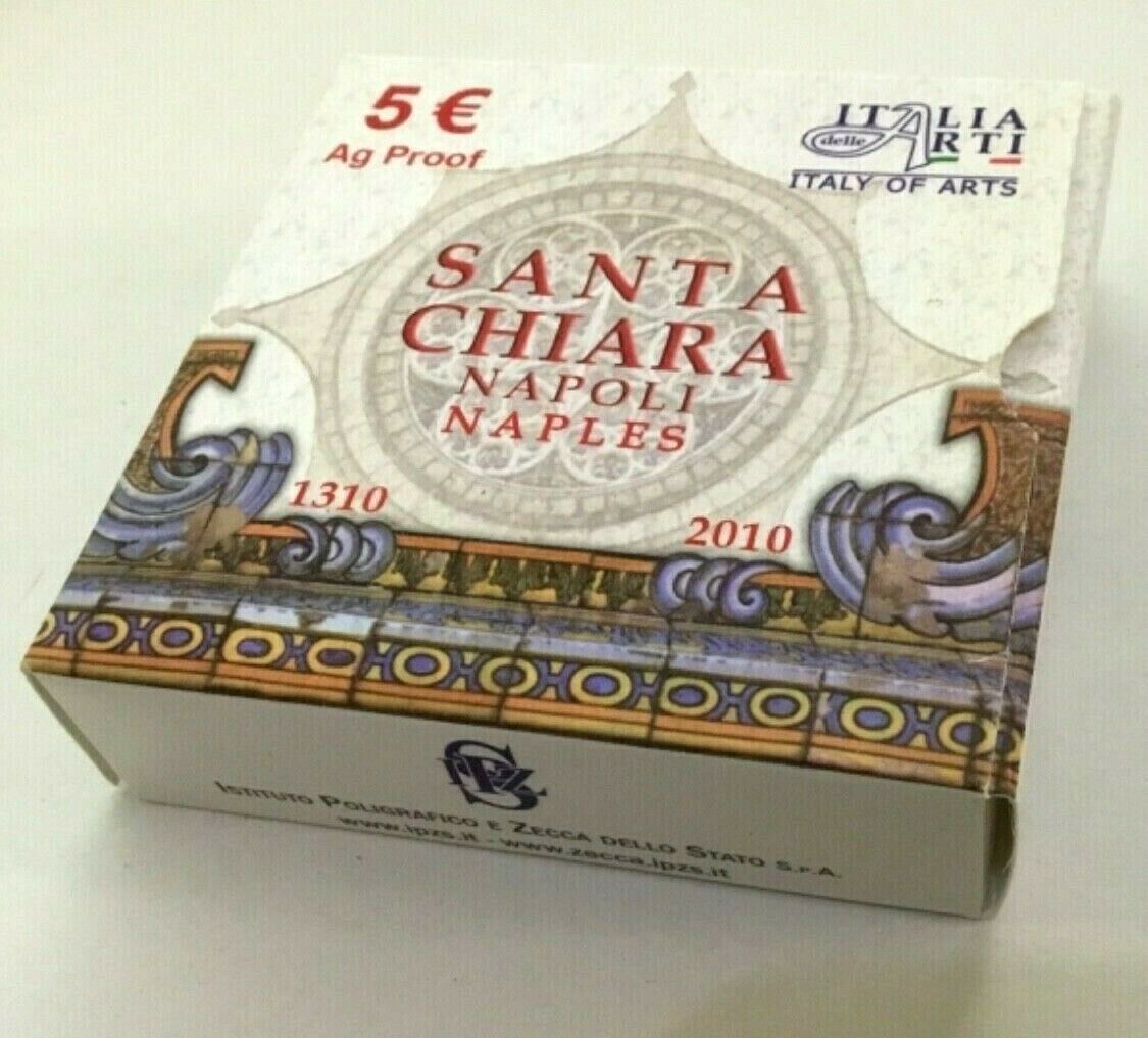Italy 2010 5 Euro Santa Chiara 700th Anniversary Naples Silver Proof Box
