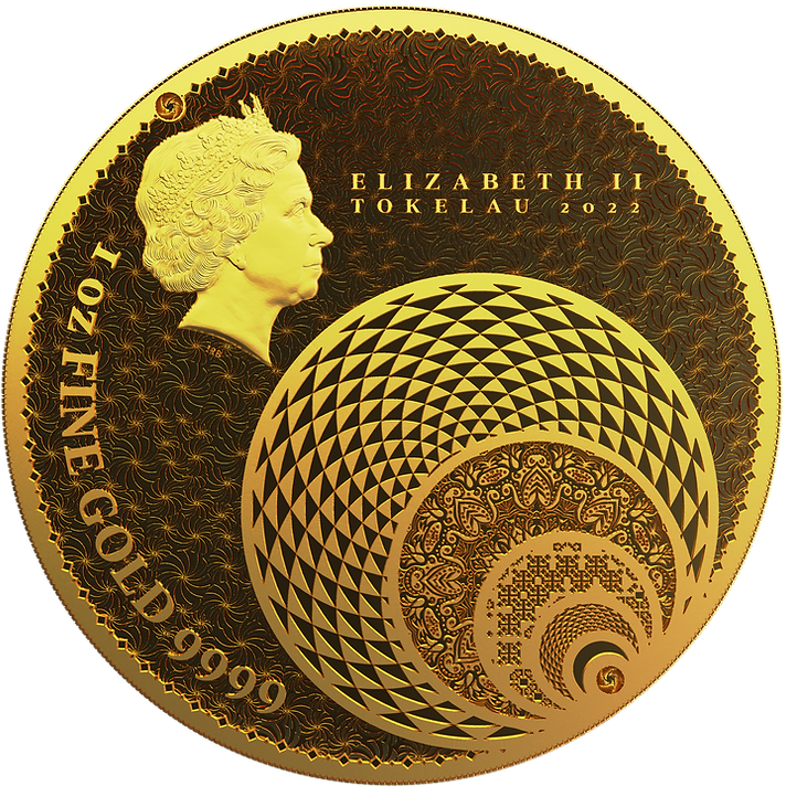 Tokelau 2022 $100 Magnum Opus Golden Ratio Fractals 1oz .9999 Gold Prooflike Coin