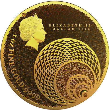 Tokelau 2022 $100 Magnum Opus Golden Ratio Fractals 1oz .9999 Gold Prooflike Coin