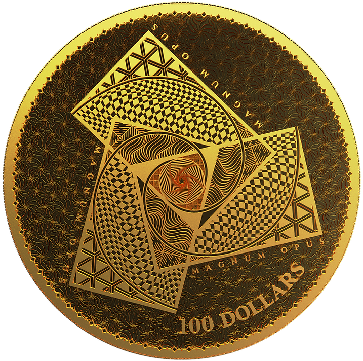Tokelau 2022 $100 Magnum Opus Golden Ratio Fractals 1oz .9999 Gold Prooflike Coin