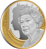 Niue 2022 $1 Queen Elizabeth II Tribute Gold-plated 1oz Silver Proof Coin