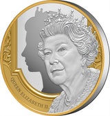 Niue 2022 $1 Queen Elizabeth II Tribute Gold-plated 1oz Silver Proof Coin