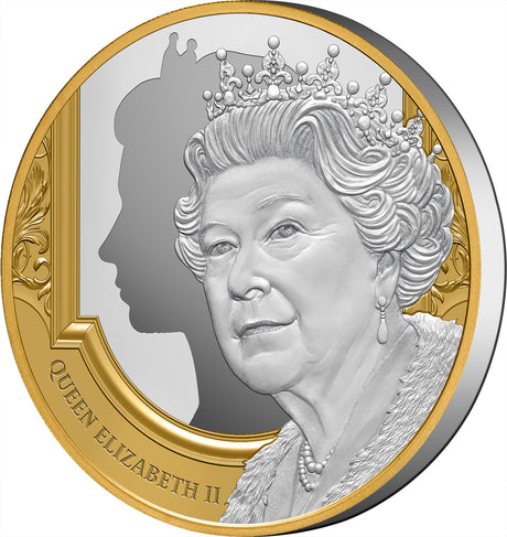 Niue 2022 $1 Queen Elizabeth II Tribute Gold-plated 1oz Silver Proof Coin