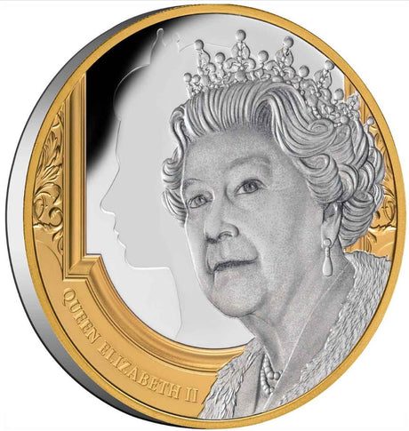Niue 2022 $1 Queen Elizabeth II Tribute Gold-plated 1oz Silver Proof Coin