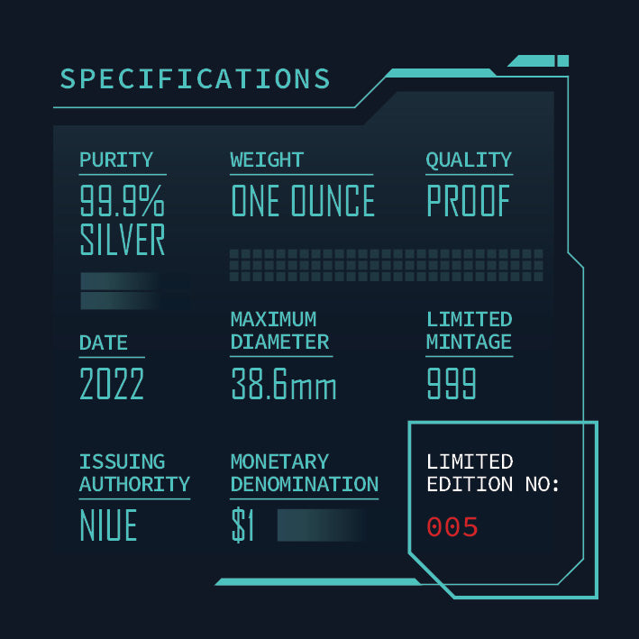 Certificate showing the Specifications of Earth from Above 2022 1 OZ SILVER PROF COIN