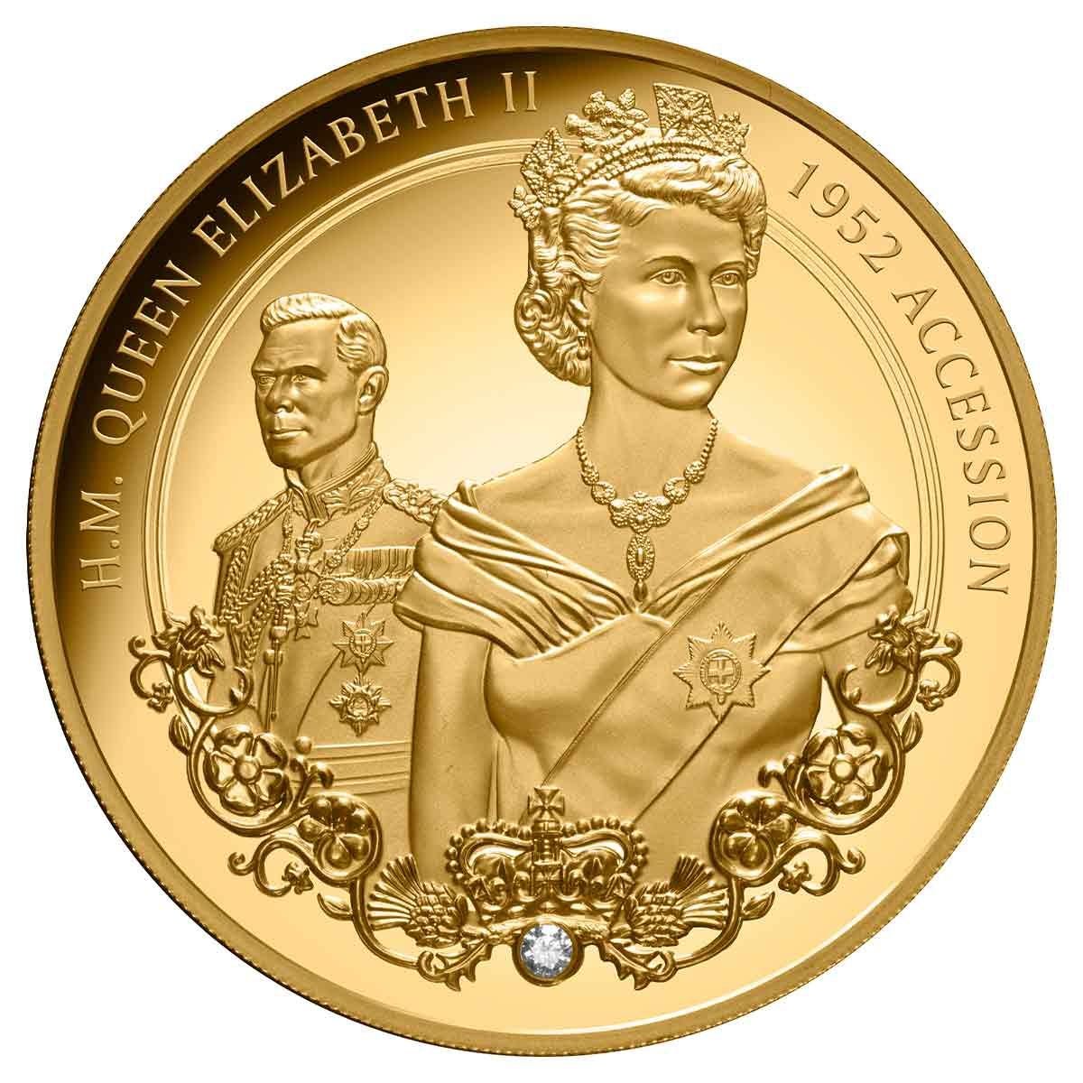 Tokelau 2022 $100 Queen Elizabeth II Accession 1oz 99.99% Gold Proof Coin